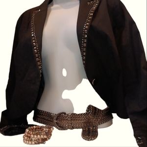 BRAIDED BELT WITH BUCKLE 2" WIDE SIZE 10 SILVER